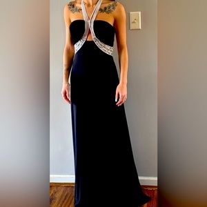 Prom dress, black with rhinestones.. size 2
